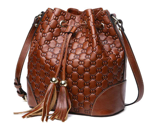 Bolsa Vintage de Couro Tipo Balde para Mulheres - Design Versátil