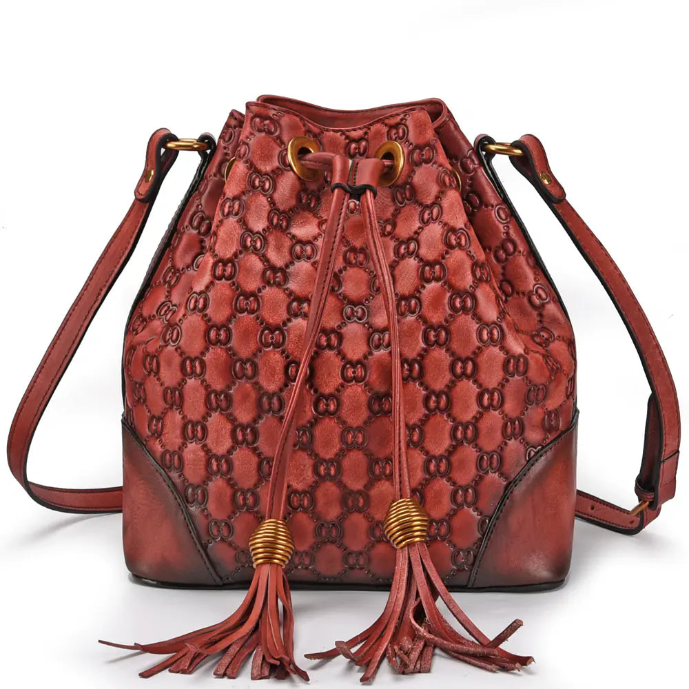 Bolsa Vintage de Couro Tipo Balde para Mulheres - Design Versátil